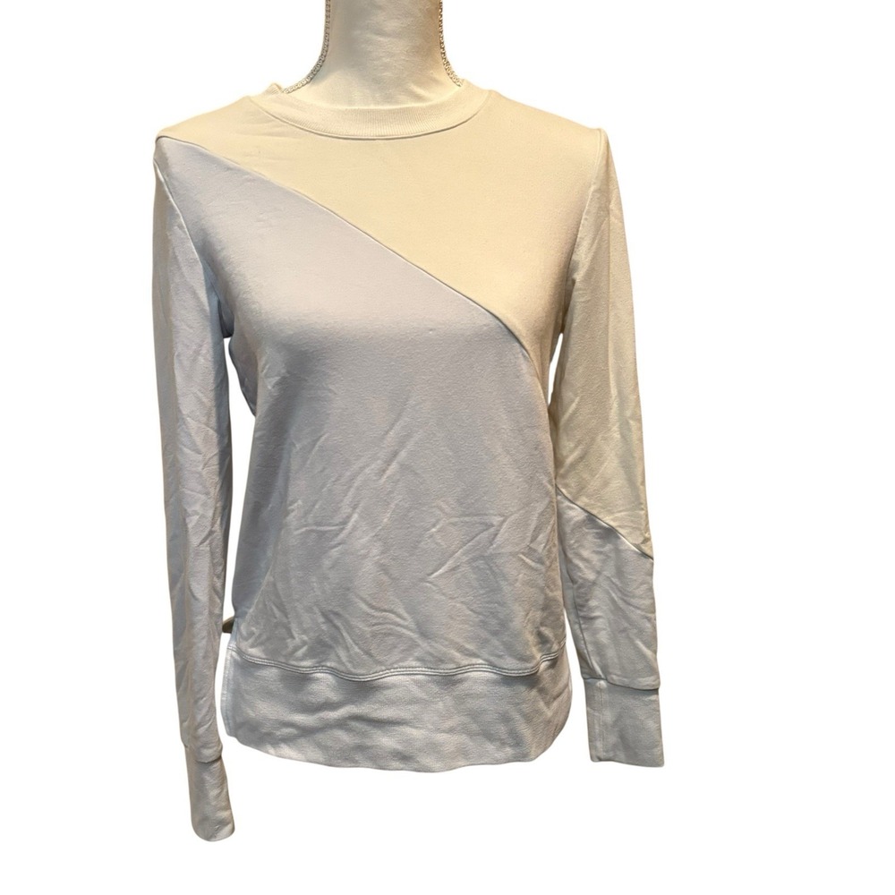 Summersalt The Softest French Terry Pullover Blue White‎ Sand Size Small